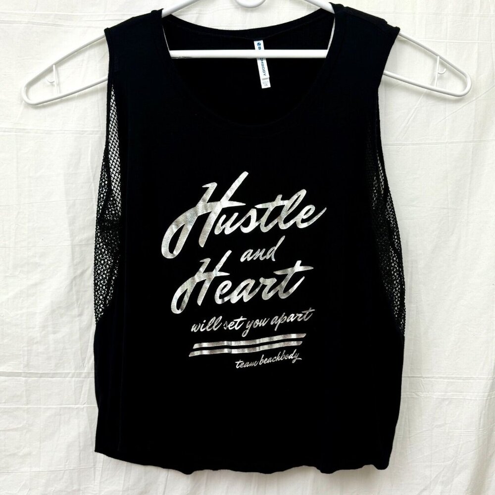 Beachbody Hustle & Heart Sleeveless Mesh Side Workout Shirt Women +1X Black